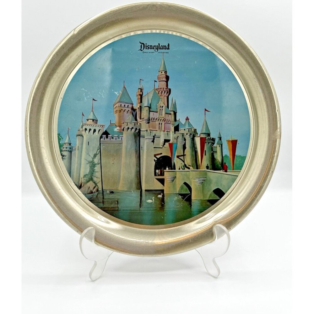Vintage 1950s Disneyland Tin‎ Tray Sleeping Beauty Castle Metal Disney